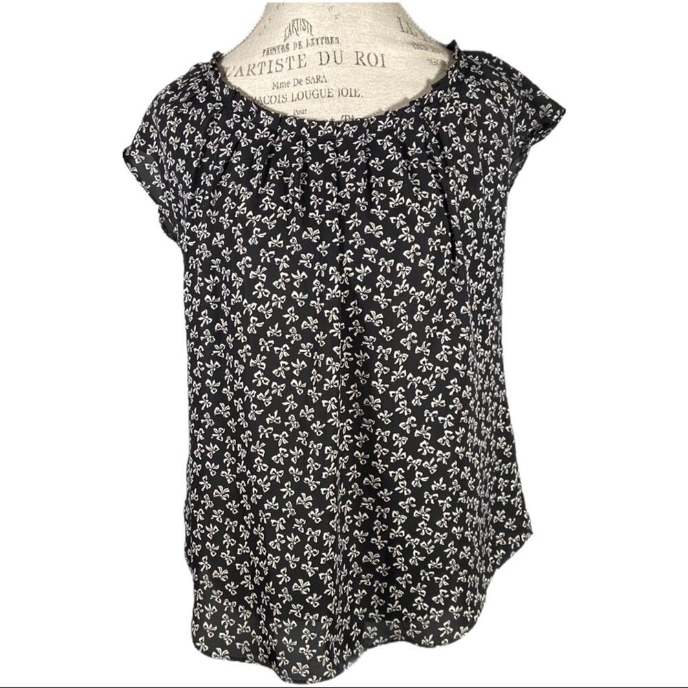 LC Lauren Conrad Black & White Bow Sleeveless Top Women's Size Medium